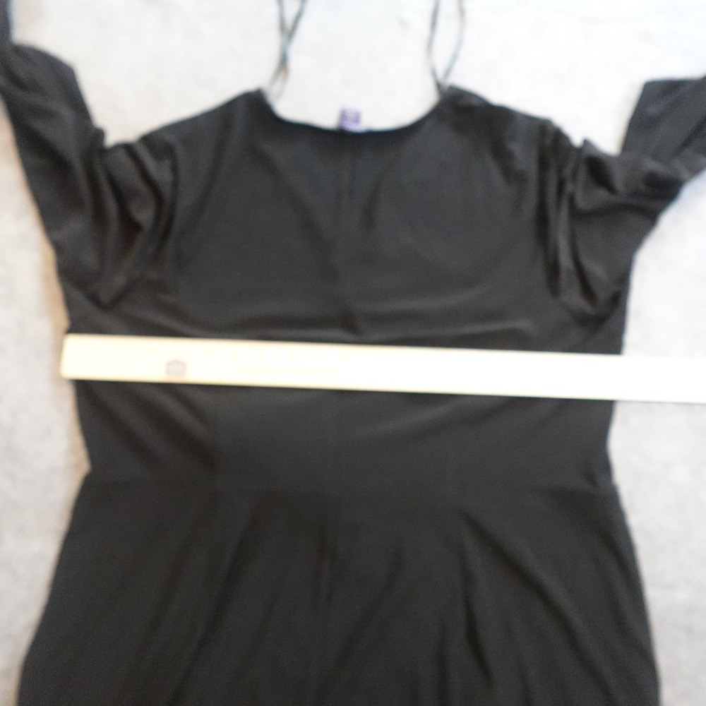 Roamans Dress Women 20W Black Faux Wrap Ruched VNeck Midi 3/4 Sleeve Jersey Knit - Picture 8 of 10